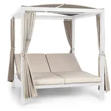 blumfeldt Doppelliege Outdoor für 2 Personen mit Dach, XL Doppel-Sonnenliege, Doppel Garten Liege Bett für Erwachsene & Kinder, Gartenbett mit Verstellbarer Rückenlehne, Outdoor-Sonnenbett mit Dach