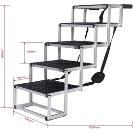 fudajo Klappbare Haustiertreppe Hundetreppe 5 Stufen Schwarz