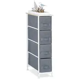 Relaxdays Regalsystem, 4 Stoff-Schubladen, HxBxT: 76 x 20 x 48 cm, universale Schubladenbox, Metall und Holz, grau