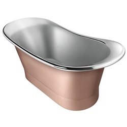 Casa Padrino Luxus Jugendstil Kupfer Badewanne Silber / Kupfer 172,7 x 71,1 x H. 71,1 cm - Freistehende Retro Badewanne - Rustikale Kupfer Badezimmer Möbel