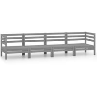 vidaXL 4-tlg Garten-Lounge-Set Grau Kiefer Massivholz