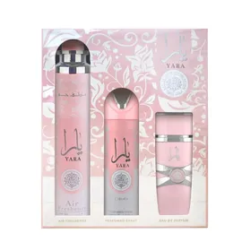 Lattafa Yara Eau de Parfum 100 ml + Body Spray 200 ml + Raum Spray 300 ml Geschenkset