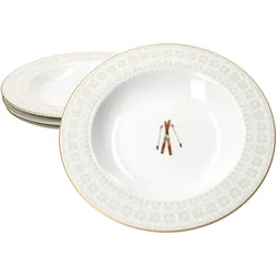 4er Set Chalet Suppenteller 150ml Porzellan 4 Personen tiefe Teller Ski Winter