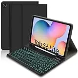 Hülle mit Tastatur für Samsung Tab S6 Lite (Deutsches QWERTZ), Galaxy Tab S6 Lite Hülle mit Pencil Halter, Beleuchtung Abnehmbarer Tastatur für Samsung Galaxy Tab S6 Lite 10.4” 2024/2022/2020, Schwarz