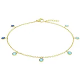 Amor Fußkette, mit Zirkonia (synth) blau|gelb|goldfarben