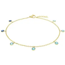 Amor Fußkette, mit Zirkonia (synth) blau|gelb|goldfarben