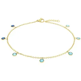 Amor Fußkette, mit Zirkonia (synth) blau|gelb|goldfarben