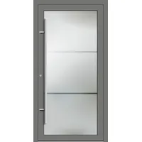 PREMIUM Aluminium-Glas Haustür "LYDIA" 90 mm Vollglas flächenbündig Graualuminium RAL 9007 beidseitig innen öffnend DIN links