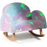 Kindersessel, Kindersofa Schaukelsessel aus Veloursstoff mit Rückenlehne & Massivholzbeinen, gepolsterter Kinderstuhl für Kinderzimmer Spielzimmer,