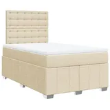 vidaXL Boxspringbett mit Matratze Creme 120x190 cm Stoff