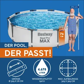 BESTWAY Steel Pro Max Frame Pool 305 x 76 cm lichtgrau