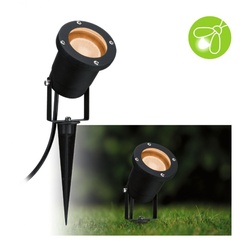 Paulmann 94731 LED Gartenstrahler Goldlicht insektenfreundlich IP65 rund 92mm 2200K 4,3W 320lm 230V Schwarz Metall