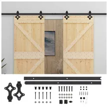 vidaXL Schiebetür links 2 x 210 cm Braun/Schwarz