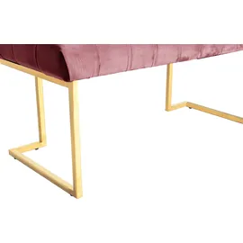 Kayoom Sitzbank KAYOOM "Rarity 225, Edler Touch durch goldenes Gestell", rosa (altrosa), B:100cm H:48cm T:47cm, Bezug: 100% Polyester (Samt) Gestell: Edelstahl, Sitzbänke, Sitzbank, eckig, samtweich, gesteppt, mit Zierknöpfen, Edelstahlgestell