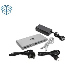 Eaton Power Quality Eaton Tripp Lite U442-DOCK4-INT laptop-dockingstation - 4K HDMI/DisplayPort, VGA, USB 3.2 Gen 1, USB-A/USB-C Hub, GbE, 100W PD Charging, International Power Kabels