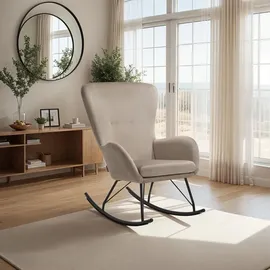 Tectake tectake® Schaukelstuhl Swing mit Stahlkufen und dicker Polsterung,