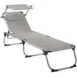 CampFeuer Campingliege Sonnenliege mit Dach Grau