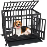 Vevor Hundekäfig 95×65×81cm Hundebox aus Rostfreiem verzinktem Stahlrohr mit elektrostatischer Lackierung Hundegitterbox mit 3 Türen und