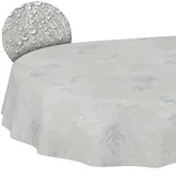 Stoff Tischdecke Tischwäsche Textil Tischtuch Baumwolle Polyester Gewebe abwaschbar pflegeleicht, in rund oval eckig Japondi Grau Oval 240x140cm Schnittkante