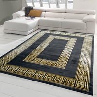 Teppich-Traum klassischer Schlafzimmerteppich in edlem Design mit Bordüre in schwarz Gold, Größe 120x170 cm
