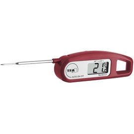 TFA Dostmann Thermo Jack digitales Einstichthermometer, Taschen Thermometer, Ideal für Fleisch, Braten oder Babynahrung, klappbar, wasserfest,