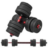 HOMCOM 2 in 1 Hanteln Set 30 kg verstellbare Kurzhantel & Langhantel professionell Dumbbell Krafttraining und Gewichtheben für Zuhause Fitness