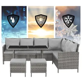 Svita Madison Rattan-Lounge Ecksofa grau