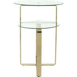 Kayoom Beistelltisch KAYOOM "Katris, Ausgefallenes Gestell aus stabilem Edelstahl", gold, B:59cm H:60cm T:59cm, Tischplatte: 100% Glas / Gestell: Edelstahl, Tische, Beistelltisch, ausgefallenes Gestelldesign aus Edelstahl, zwei Ablageflächen