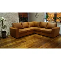 Cognac Echtleder Ecksofa Schlaffunktion und Bettkasten Echt Leder Sofa Eckcouch