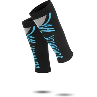 normani Beinstulpen 2 Paar Sport-Waden-Kompressionsstulpen ohne schneidenden Abschlussrand blau 32-38 cm (M)