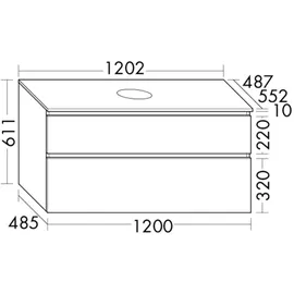 Burgbad Lin20 Waschtischunterschrank inklusive Konsolenplatte, 2 Auszüge,1202x487x661mm, WWYI120F5353, Farbe: Eiche Dekor Urban