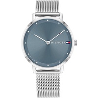 Tommy Hilfiger Analog Quarzuhr für Damen mit Silbernes Edelstahl-Mesh-Gliederarmband - 1782149