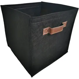 muvax Aufbewahrungskorb Stylischer Aufbewahrungswürfel aus Filz mit Kunstledergriffen 40 x 40 x 40 cm schwarz