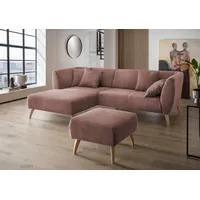 Ecksofa HOME AFFAIRE "Lazio modern und bequem, schmale Armlehnen, tolle Detailverarbeitung", rosa, B:255cm H:94cm T:160cm, 93% Polyester, 7% Polyamid, Sofas, Ecksofa, zwei verschiedene Fußfarben wählbar
