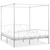 vidaXL Himmelbett-Gestell Weiß Metall 180 x 200 cm