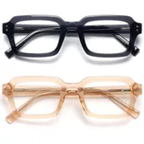 OPULIZE EDG Blaulichtfilter Lesebrille für Damen Herren, Entspiegelt Blendfreie UV400-Schutz Federscharnier Anti-Müdigkeit, Rechteckiger Rahmen, Computerbrillen Gaming, 2er-Pack Schwarz Rosa +1,00