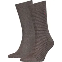 2er Pack TOMMY HILFIGER Small Stripe Socken Herren 778 - oak 39-42