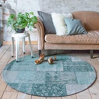 FRAAI | Home & Living Teppich Patchwork Rund - Dreams Mint Türkis Ø 150cm - Baumwolle - Flachgewebe - Antik, Vintage, Patchwork - Klassik, Industrielle - Wohnzimmer, Esszimmer, Schlafzimmer - Carpet