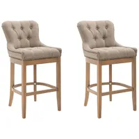 CLP 2er Set Barhocker Lakewood Stoff taupe/antik-hell