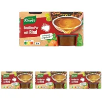 Knorr Bouillon Pur mit Rind leckere Rinderbrühe mit vollem Geschmack 6x 28 g (Packung mit 4)