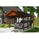 SKANHOLZ Skan Holz Wallgau - Satteldach Einzelcarport Breite 380 cm Gr. 1 - 380 x 600 cm Dachschalung Dachschalung mit schwarzen Schindeln und H-Pfostenanker