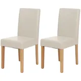 Mendler 2er-Set Esszimmerstuhl Stuhl Küchenstuhl Littau Leder, weiß, helle Beine