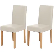 Mendler 2er-Set Esszimmerstuhl Stuhl Küchenstuhl Littau Leder, weiß, helle Beine