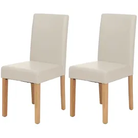 Mendler 2er-Set Esszimmerstuhl Stuhl Küchenstuhl Littau Leder, weiß, helle Beine