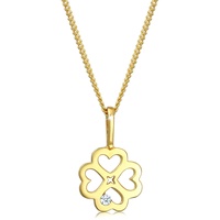 Elli PREMIUM Halskette Damen mit Anhänger Kleeblatt Glücksbringer Diamant 585 Gelbgold