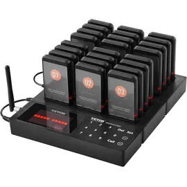 Vevor Restaurant-Pager-System, Kabelloses Warteschlangensignal mit 400 m Reichweite, Piepser zur Rufannahme von Gästen mit Vibration und Blinken, 24 Pager für Imbisswagen, Kirche