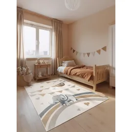 Villeroy & Boch Kinderteppich »Walk like an Elephant Rainbow Party Teppich« rechteckig 9 mm Höhe Spielteppich weich, Kinderzimmer, Boho Kids Spielunterlage, Tieremotiv