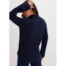bonprix Rollkragenpullover Sweatshirt Grobstrick Blau 48/50