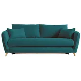 miliboo Sofa skandinavisch 3 Plätze pfauenblau CREEP