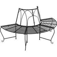 VidaXL Baumbank Halbrund Ø159 cm Schwarz Stahl